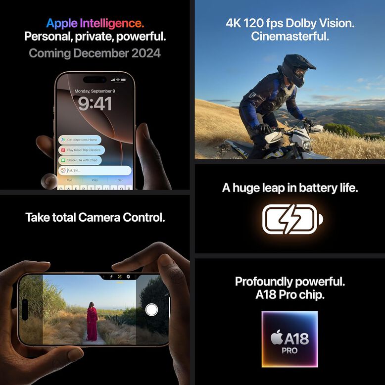 APPLE IPHONE 16 PRO 512GB BLACK TITANIUM, , hi-res